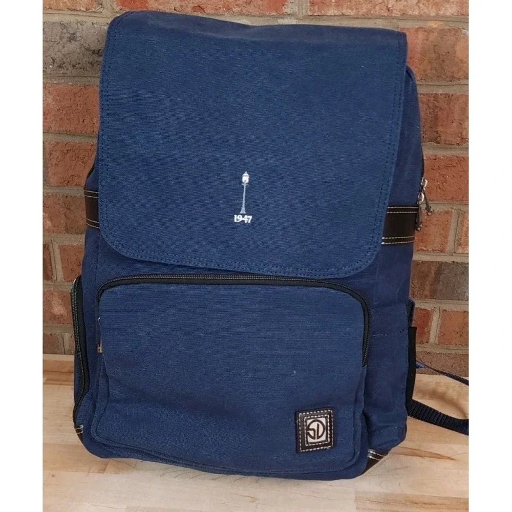 Straight Down Hearst Blue Canvas Backpack Laptop Bag Carmel Golf Charlotte NEW‎